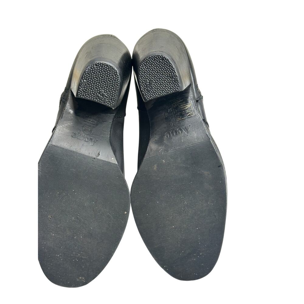Acne Studios 37 Black Leather Ankle Boots US 6.5 7 Block Heel Made in Italy Luxe - Picture 7 of 8